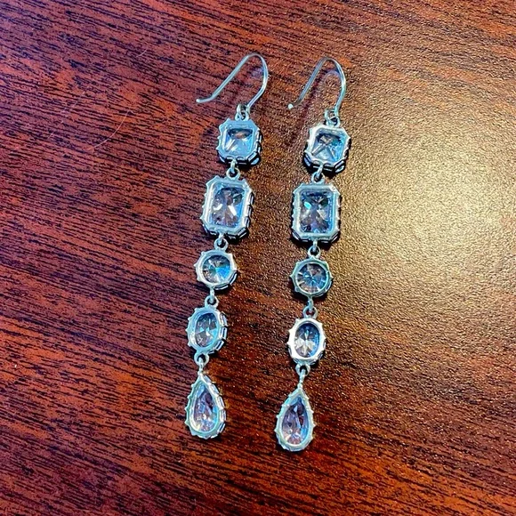 Kenneth Jay Lane Cubic Zirconia Drop Earrings; 3” - Picture 4 of 7